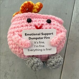New in bag Multiple Colors Crochet Emotional Support Dumpster Fire Plush